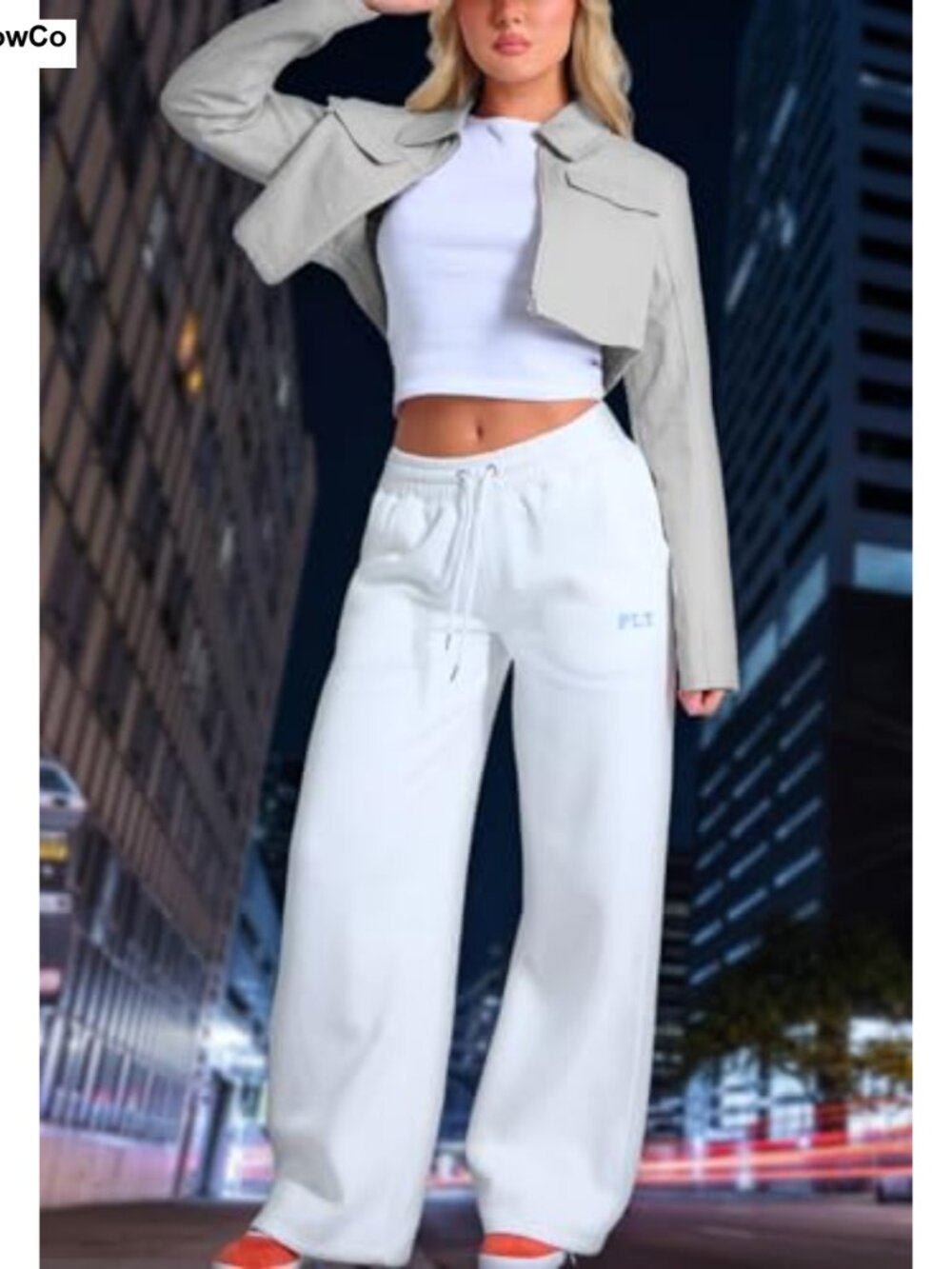 Cropped Zip Up Casual Jacket with Lapel Collar and Chest Pockets - Picture 2 of 6